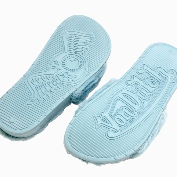 NWT Von Dutch Blue Faux Fur Slides size 10 - Picture 3 of 8